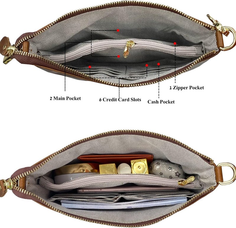 Beurlike Leather Wristlet Wallet Clutch Purses For Women Small Crossbody Phone Bags - Image 4